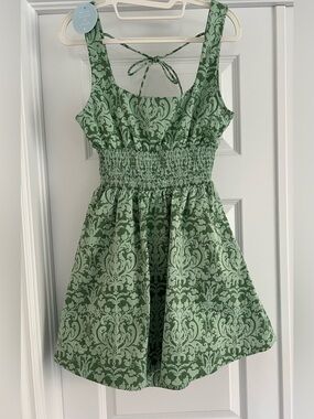 HILL HOUSE The Cher Dress Green Jacquard Size Small – NWT